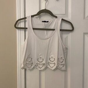 White Crop Top Tank